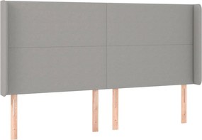 vidaXL világosszürke szövet fejtámla szárnyakkal 183x16x118/128 cm