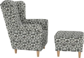 füles fotel puffal, szövet patchwork N1, ASTRID