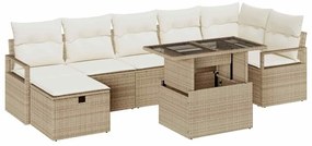 vidaXL Kerti Kanapé Szett párnával tárolóval 8 pcs Bézs Poli rattan