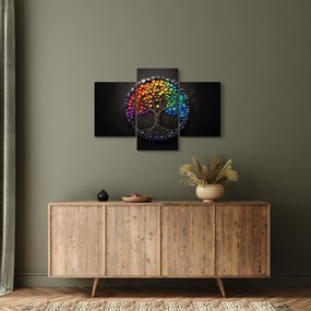 Kép – Fa színes szívekkel (90x60 cm)
