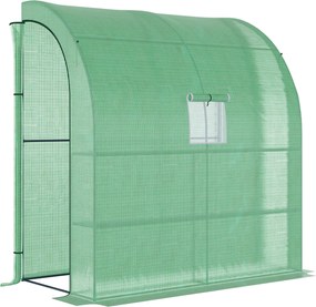Outsunny Fóliasátor Paradicsom Üvegház Hálós Ablakkal, Felhúzható Ajtókkal, UV Védelemmel Felszerelt Üvegház, Zöld, 200 x 100 x 215 cm | Aosom