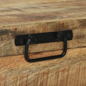 tároló ládák 80x30x30cm tömör mangófából és fémkerettel
