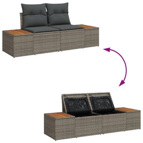 5 részes kert kanapé szett párnákkal Szürke Poly Rattan