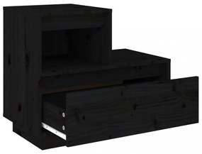 2 db fekete tömör fenyőfa éjjeliszekrény 60 x 34 x 51 cm