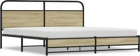 vidaXL sonoma tölgy színű fém ágykeret matrac nélkül 193 x 203 cm