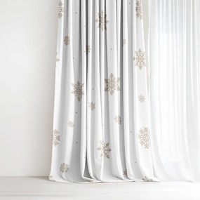 Goldea karácsonyi pamut drapéria - hópelyhek fehéren 280x150 cm