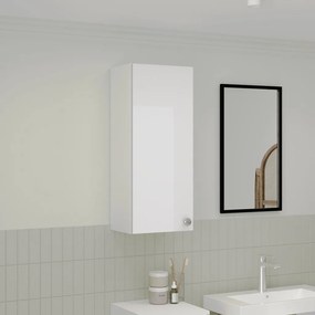 Zaria 1 ajtós fali fürdőszobai szekrény, Fényes fehér / Fehér, MDF, 30 x 22 x 72 cm