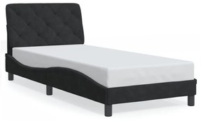 fekete bársony ágykeret LED-ekkel matrac nélkül 90 x 200 cm