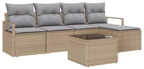Kerti Kanapé Szett párnával 6 pcs Beige és Világosszürke