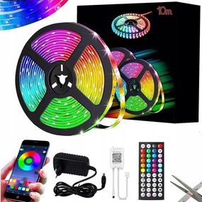 Led szalag 10M Rgb 5050 Bluetooth Alkalmazás Távirányító Zene 12V 18dióda/m (W119)