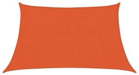 narancssárga trapéz alakú HDPE napvitorla 160 g/m² 3/4 x 2 m