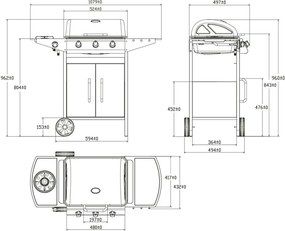 Avenberg BOSTON Gázgrill BBQ oldalsó égővel
