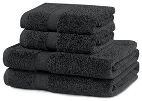 Sötétszürke frottír pamut törölköző és fürdőlepedő készlet 4 db-os Marina – Restilo
