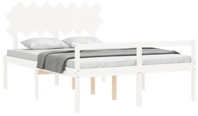 fehér tömör fa ágy időseknek fejtámlával King Size