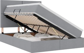 vidaXL Ágy tárolóval és matraccal matracmal Világosszürke 140 x 190 cm