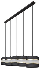 Csillár zsinóron HELEN 5xE27/15W/230V fekete/arany