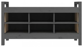 szürke tömör fenyőfa előszoba pad 110 x 40 x 60 cm
