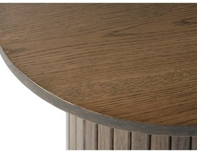 Kerek tárolóasztal tölgyfa dekorral ø 50 cm Nola – Unique Furniture