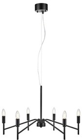 Markslöjd 108209 - Csillár zsinóron MONARCH 6xE14/18W/230V fekete
