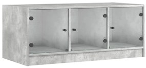 Betonszürke dohányzóasztal üvegajtókkal 102 x 50 x 42 cm
