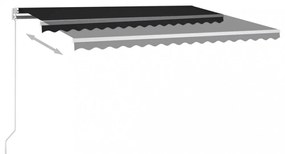 antracitszürke kézzel kihúzható LED-es napellenző 400 x 350 cm