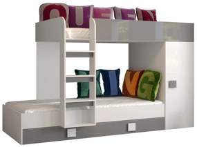 Kombinált gyerekágy 90 cm Toreno 2 (fehér + fényes fehér + fényes szürke). 1083315