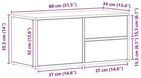 TV Szekrény Hagyományos tölgy 80x34x35,5 cm Műanyag