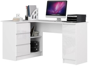 Sarok PC asztal Bienvenida (fehér + fényes fehér) (L). 1117055