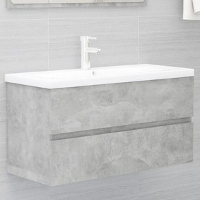 Betonszürke szerelt fa mosdószekrény 90 x 38,5 x 45 cm