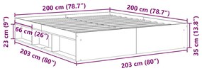 antik fa szerelt fa ágykeret matrac nélkül 200x200 cm
