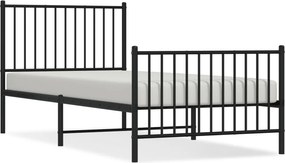 vidaXL fekete fém ágykeret fej- és lábtámlával 90 x 200 cm