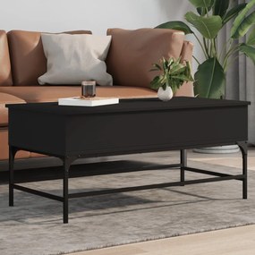 Fekete szerelt fa és fém dohányzóasztal 100 x 50 x 45 cm