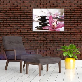 Masszázs kövek és orchideák képe (70x50 cm)