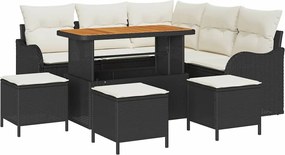 vidaXL Kerti Kanapé Szett párnával tárolóval 9 pcs Fekete és Krém