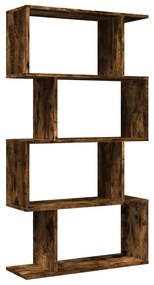 4 szintes füstös tölgy fa elválasztó könyvespolc 70x24x129 cm