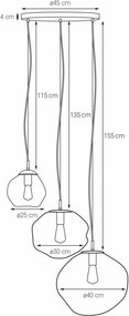 Kaspa AVIA 3 10424308 Függőlámpa 3x25W/E27 IP20