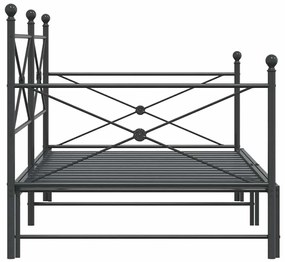 kihúzható kanapéágy matrac nélkül fekete 100x200 cm acél