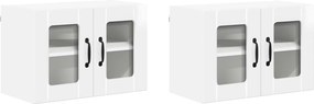 vidaXL Konyhaszekrény 2 pcs Magas Fényű Fehér 60 x 31 x 40 cm Faanyag