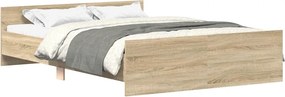 vidaXL sonoma tölgy színű ágykeret fej- és lábtámlával 135 x 190 cm