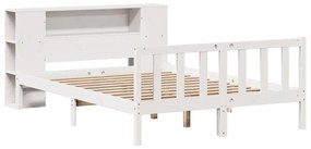 fehér tömör fenyőfa könyvespolcos ágy matrac nélkül 120x190 cm