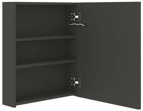 antracitszürke LED-es tükrös fürdőszobaszekrény 50 x 14 x 60 cm