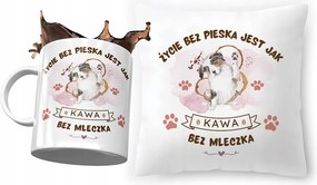 Kutyás párna ajándék bögre szett fényképes nyomtatással