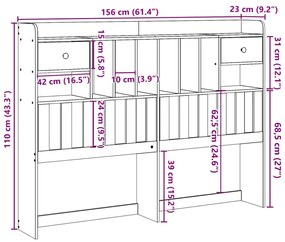 viaszbarna tömör fenyőfa fejtámla tárolóval 150 cm