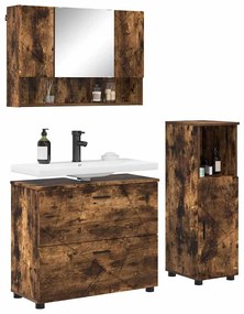 Fürdőszoba bútor szett 3 pcs Füstölt tölgy 76.5 x 35 x 64 cm