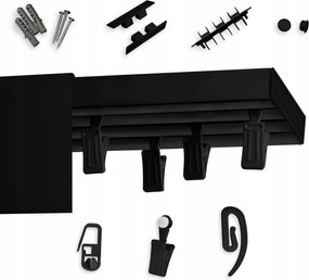 Mennyezeti függönykarnis Fekete 3 vágányos mennyezeti sín árnyékolóval 9CM 130