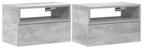 2 db betonszürke falra szerelhető éjjeliszekrény 45x26x28,5 cm