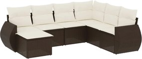 vidaXL 7 részes barna polyrattan kerti ülőgarnitúra párnákkal
