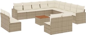 vidaXL 14 részes bézs polyrattan kerti ülőgarnitúra párnával