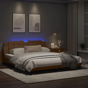 kávészínű műbőr ágykeret LED-világítással 180 x 200 cm