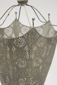 Derby design óezüst esernyő formájú áttört fém esernyőtartó fogantyúval 82x33x33cm